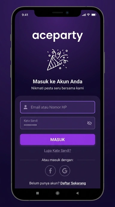 Panduan Masuk Akun aceparty untuk Pengguna Android