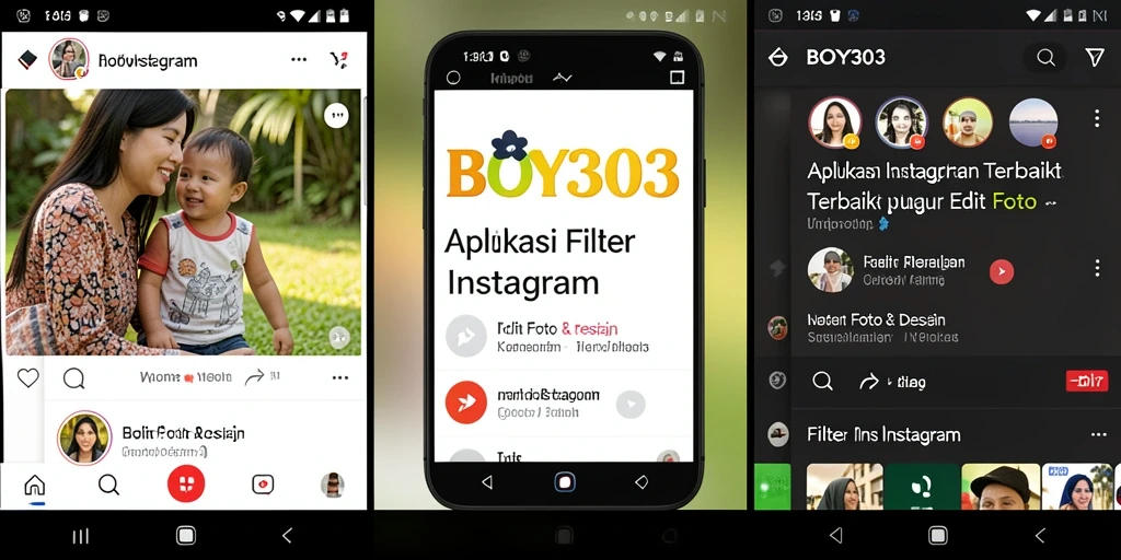 Tangkapan layar aplikasi BOY303 menampilkan efek filter Instagram yang menarik dan antarmuka yang intuitif.