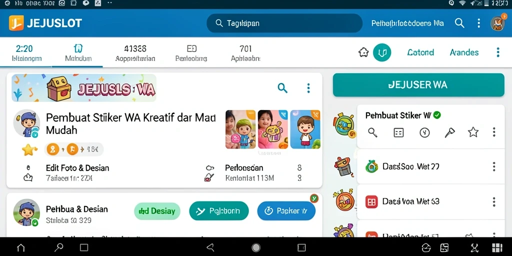 Tampilan antarmuka JEJUSLOT untuk membuat stiker WA yang kreatif.