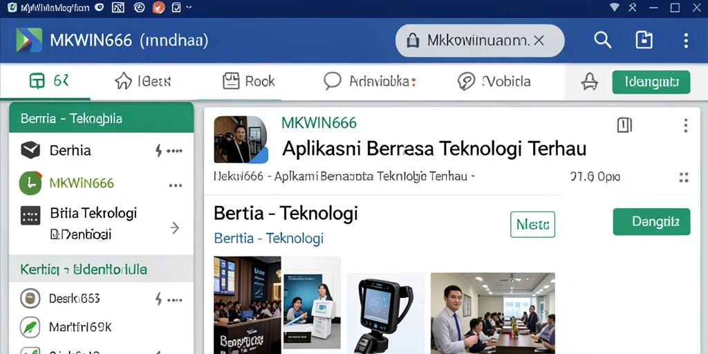 Antarmuka pengguna MKWIN666 menampilkan berita teknologi terkini dengan intuitif.