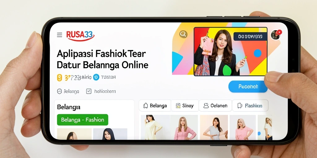 Antarmuka aplikasi RUSA33 yang modern dan stylish untuk belanja fashion.