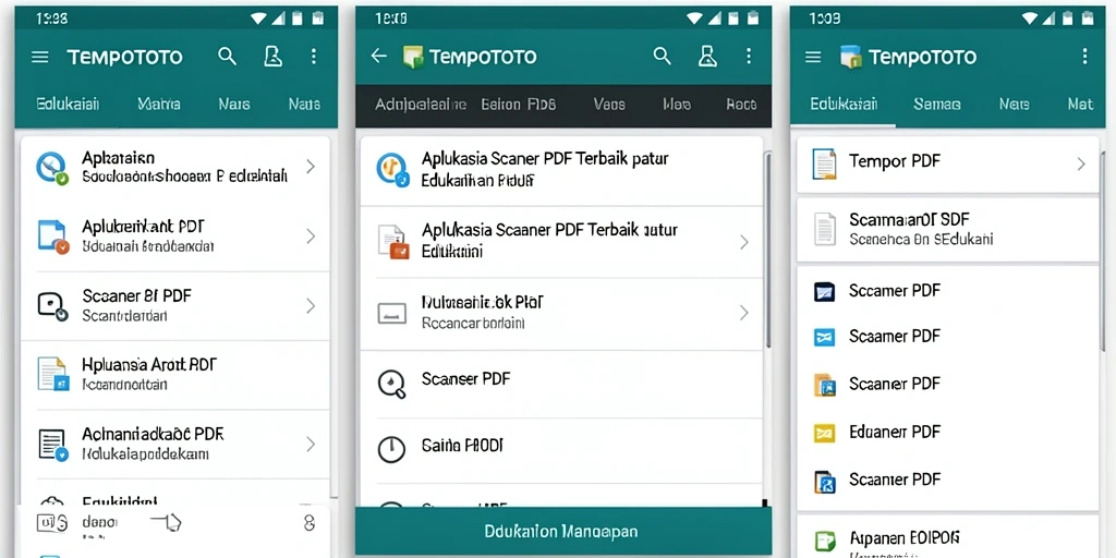 Antarmuka TEMPOTOTO menunjukkan fungsi pemindaian PDF yang user-friendly.